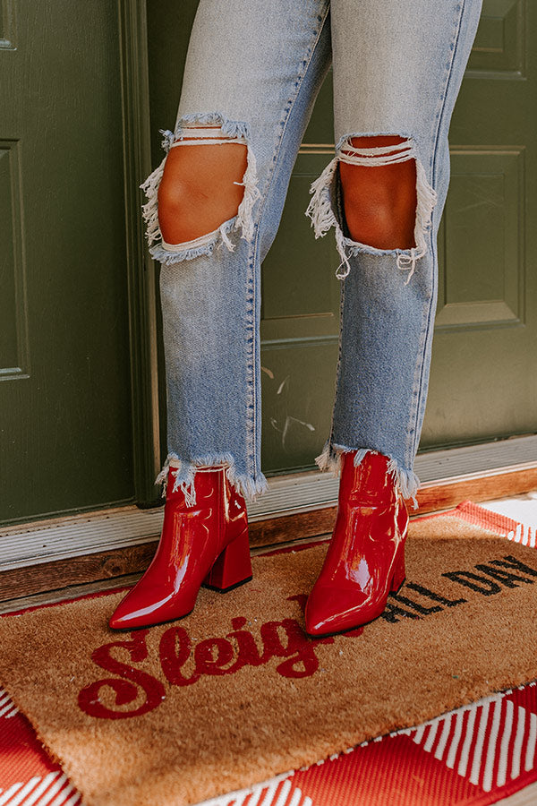 The Rowe Patent Bootie In Red