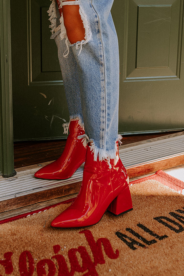 The Rowe Patent Bootie In Red