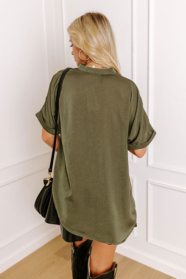 Stylish Setting Shift Top in Army Green