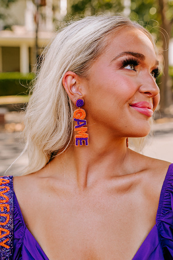 Game Day Beaded Earrings In Orange
