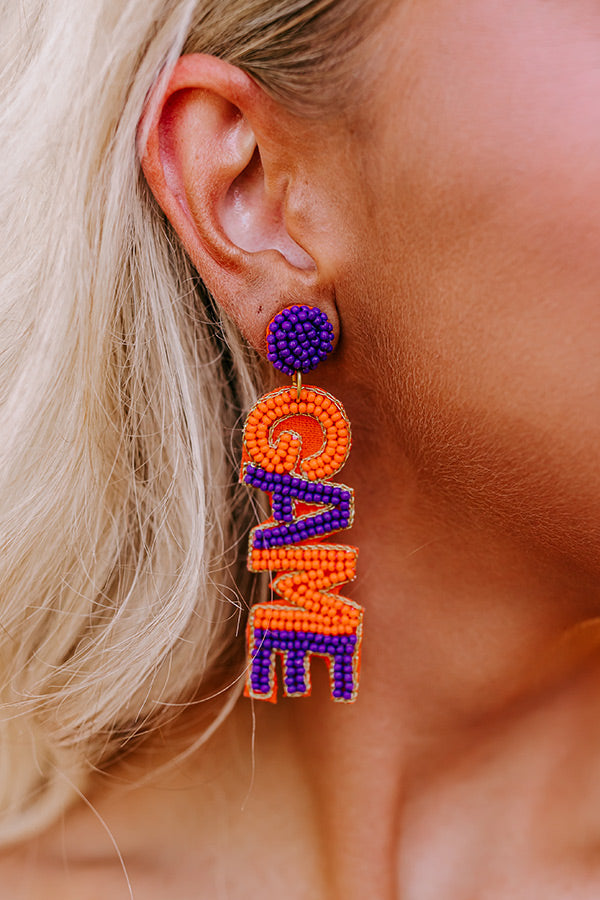 Game Day Beaded Earrings In Orange
