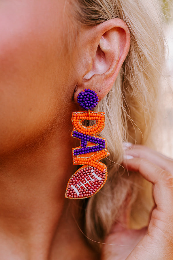 Game Day Beaded Earrings In Orange