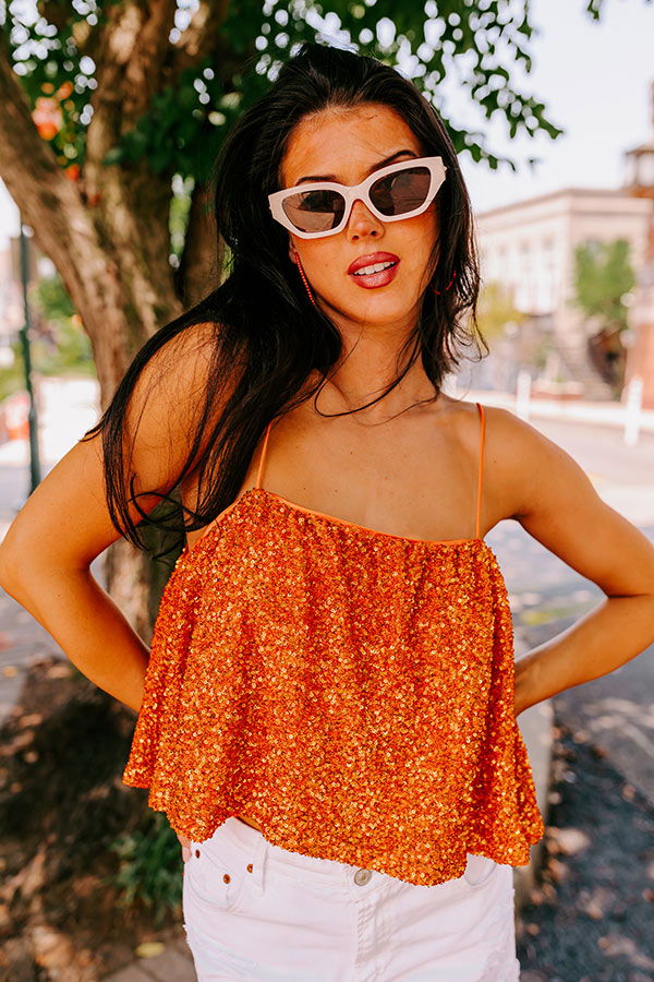 Dream Team Sequin Tank in Orange