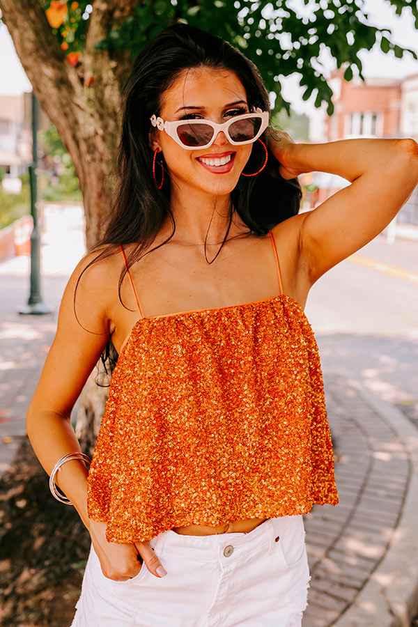 Dream Team Sequin Tank in Orange