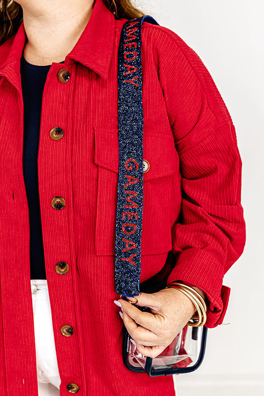 It's Gameday Beaded Bag Strap in Red/Navy