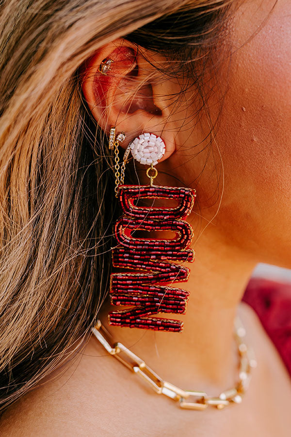Touchdown Beaded Earrings In Wine
