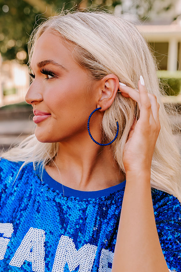 Creating Happiness Hoop Earrings In Royal Blue
