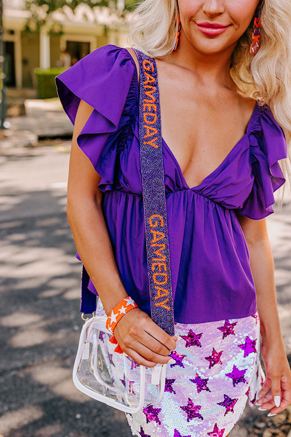 It's Gameday Beaded Bag Strap in Orange/Purple