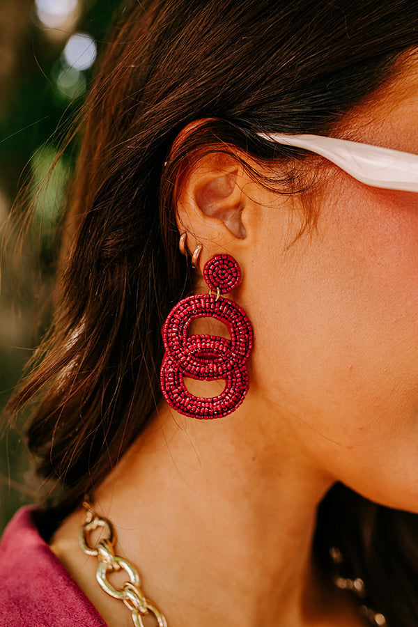 Major Icon Beaded Earrings In Wine