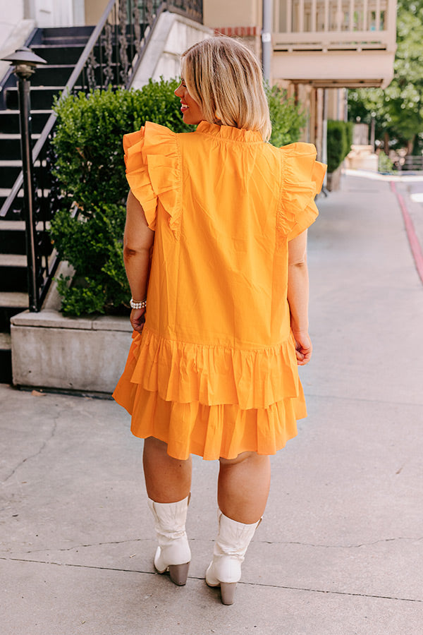 orange ruffle mini dress Mint Velvet Women's Printed Ruffle V-neck Mini Dress - Orange