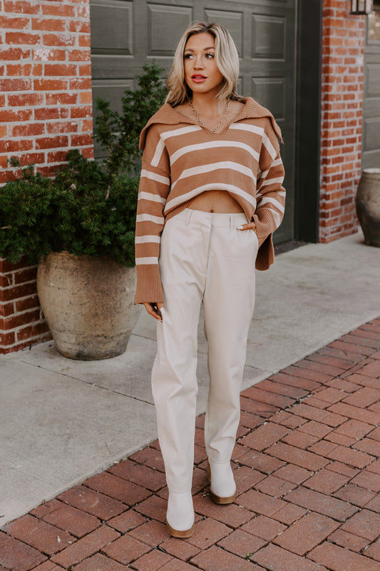 The Catalina High Waist Faux Leather Pants in Sone