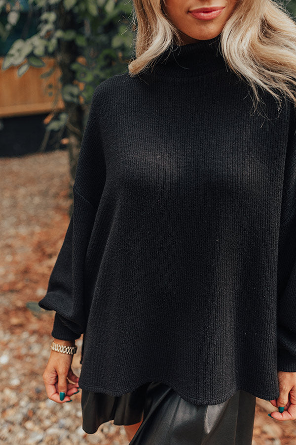 Easy To Style Ribbed Sweater Top in Black