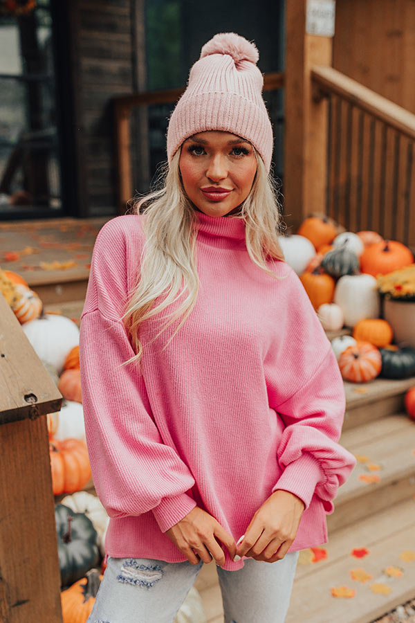 Easy To Style Ribbed Sweater Top in Pink