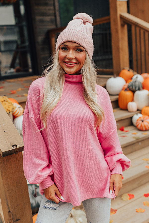 Easy To Style Ribbed Sweater Top in Pink