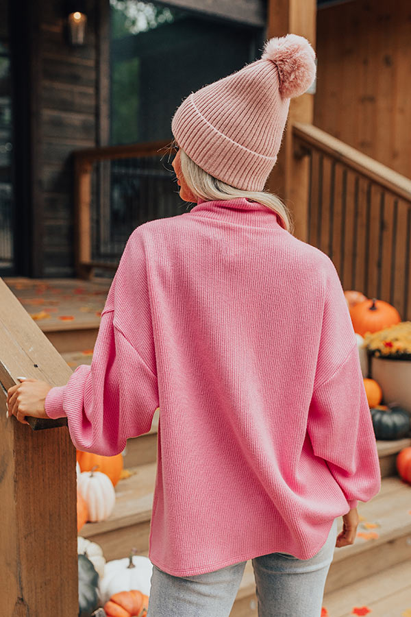 Easy To Style Ribbed Sweater Top in Pink