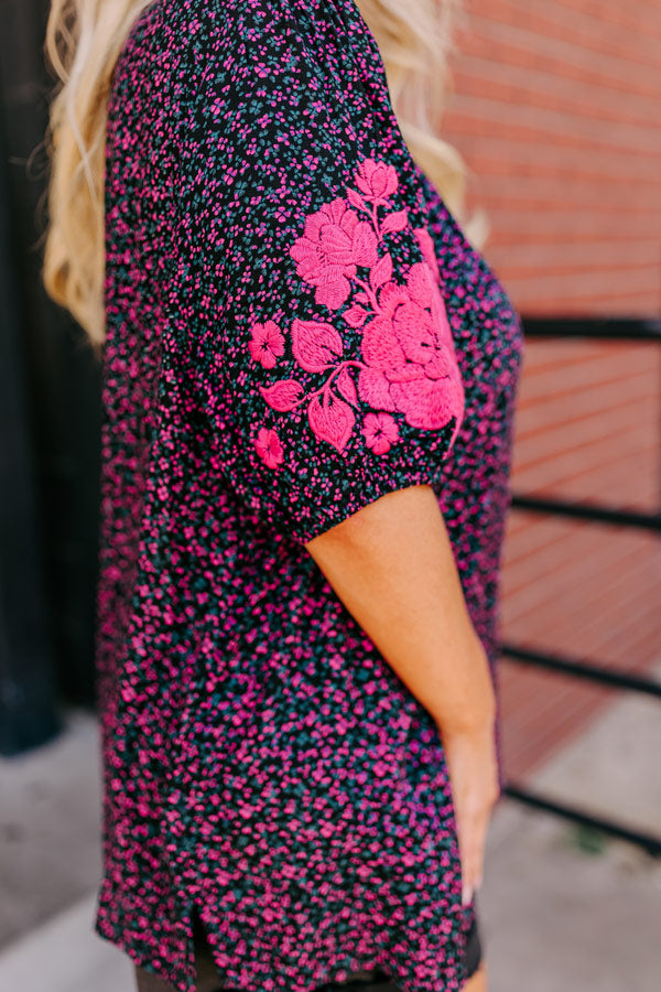 Stay Near Embroidered Shift Top Curves