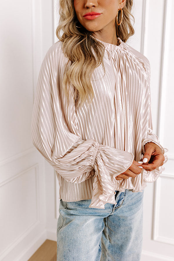 Found Your Love Pleated Top In Champagne