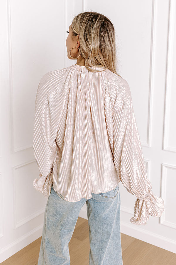 Found Your Love Pleated Top In Champagne