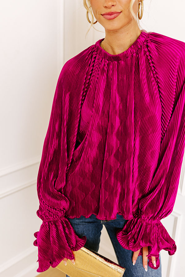 Found Your Love Pleated Top In Berry