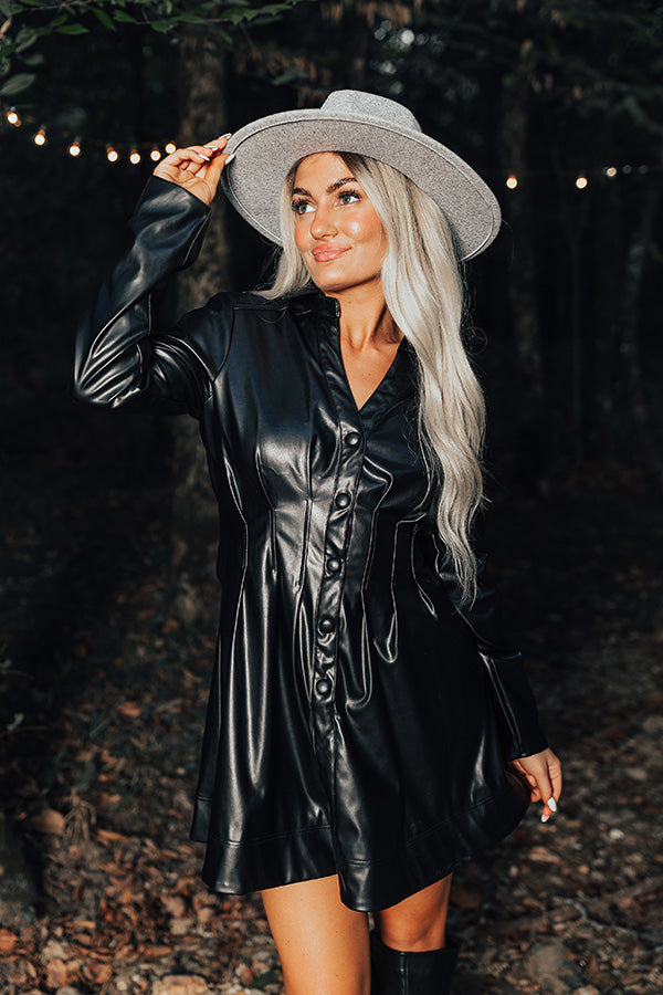 Mostly Amused Faux Leather Dress in Black