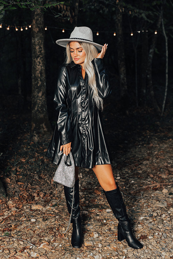 Mostly Amused Faux Leather Dress in Black