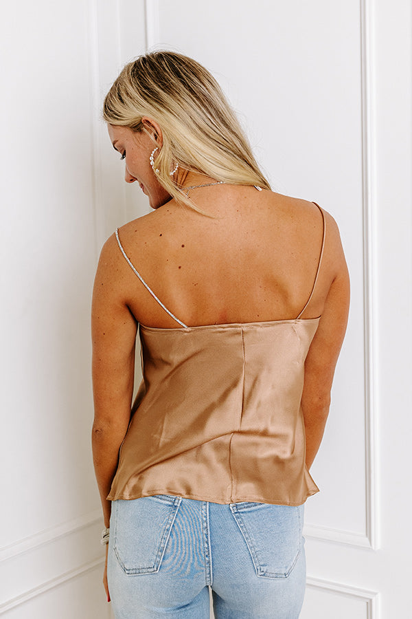 Stay Sophisticated Satin Top In Iced Latte