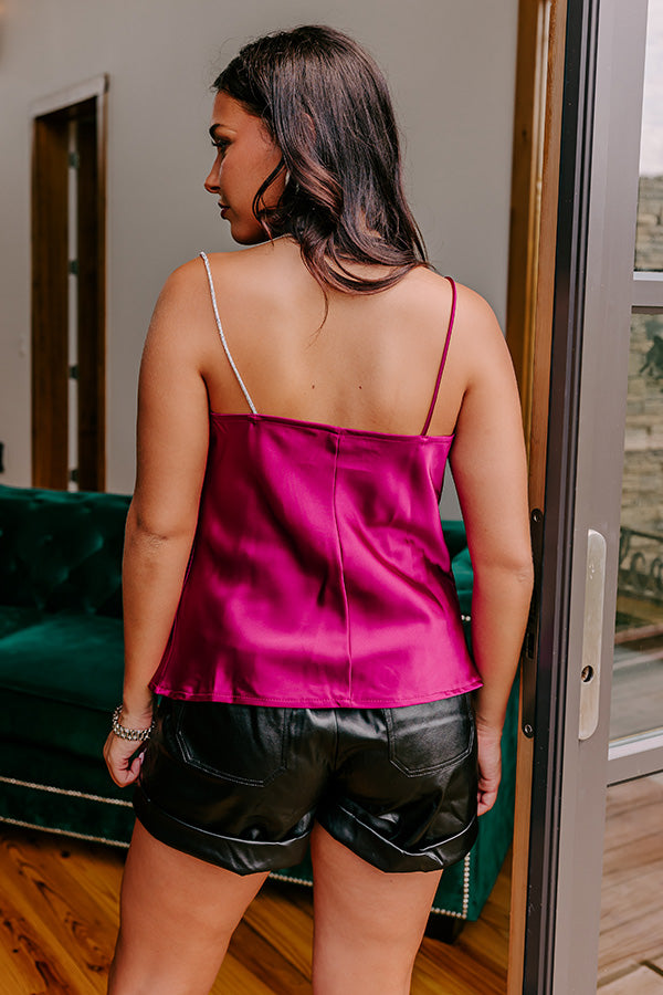 Stay Sophisticated Satin Top In Wine