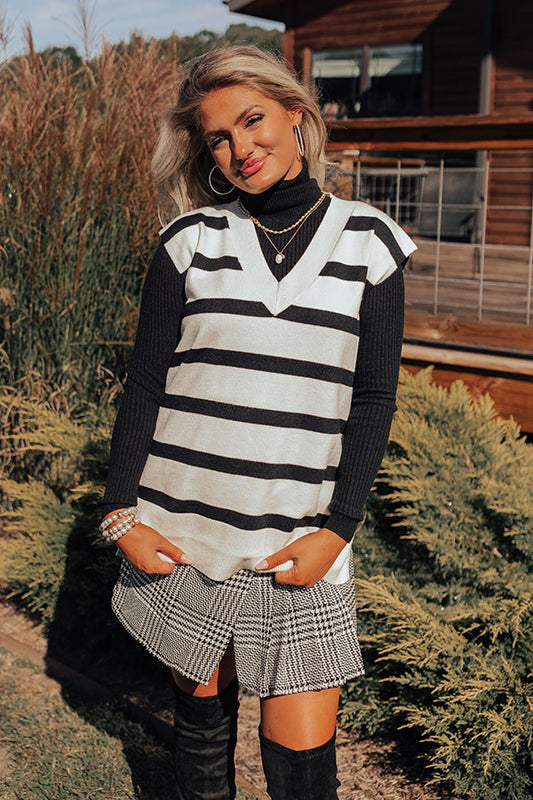 Stripe Along Tunic Sweater Vest