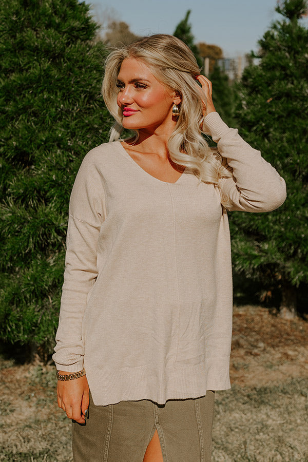 Fall Latte Shift Sweater in Beige