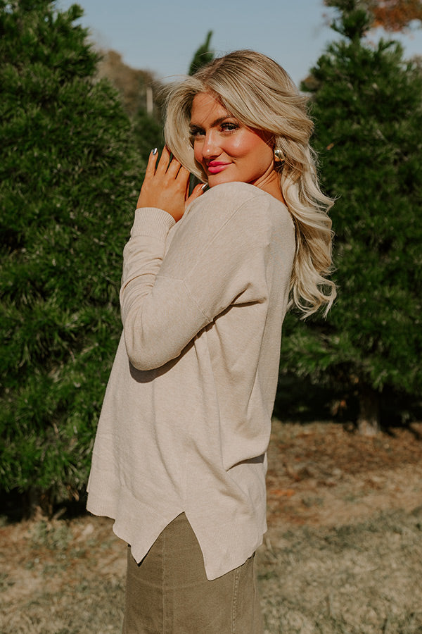 Fall Latte Shift Sweater in Beige