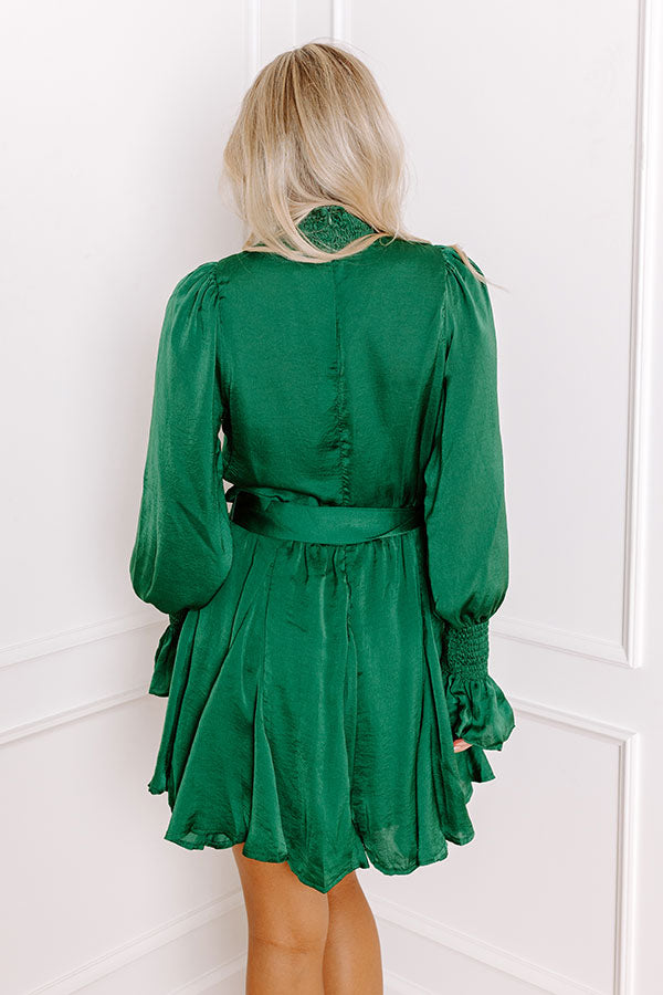 Prosecco Splash Mini Dress In Hunter Green