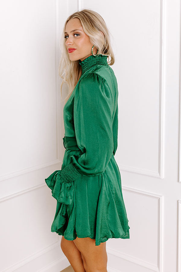 Prosecco Splash Mini Dress In Hunter Green