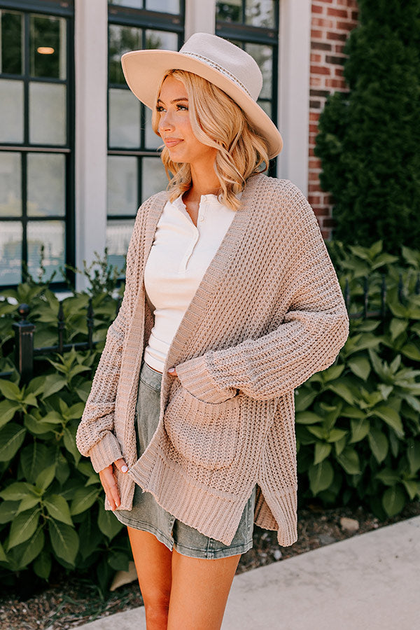 Cozy And Chill Knit Cardigan In Iced Latte