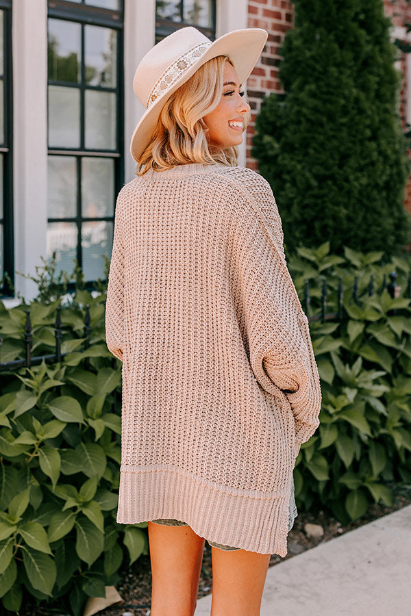 Cozy And Chill Knit Cardigan In Iced Latte