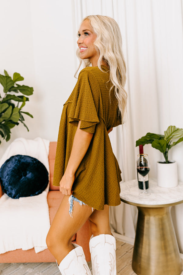 Never Pretend Shift Top In Martini Olive