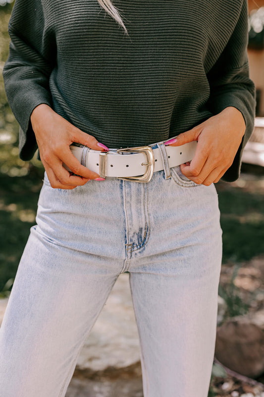 People Like Us Faux Leather Belt In Ivory