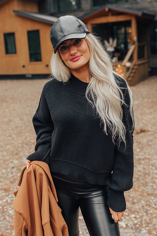 Autumn Charm Knit Sweater In Black