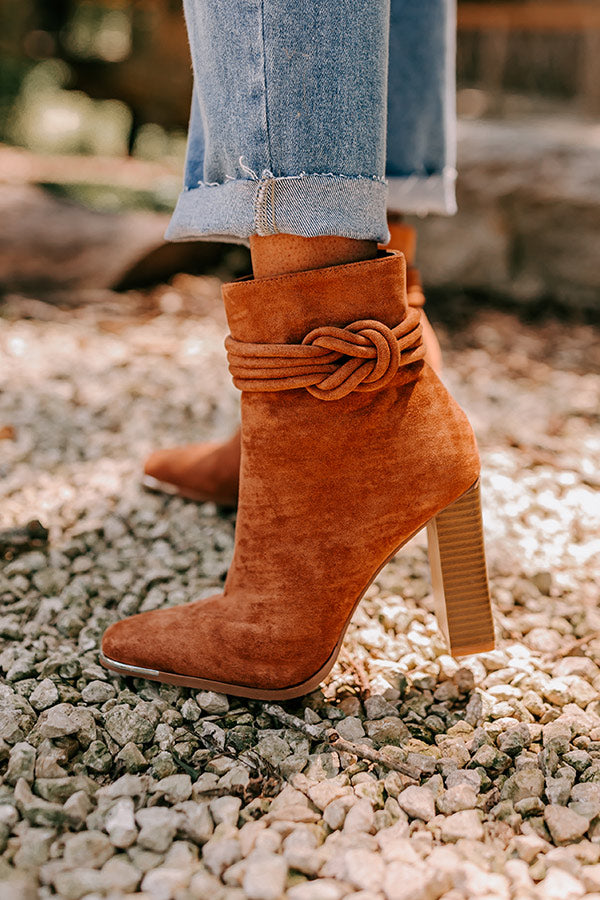 The Luna Faux Suede Bootie In Brown