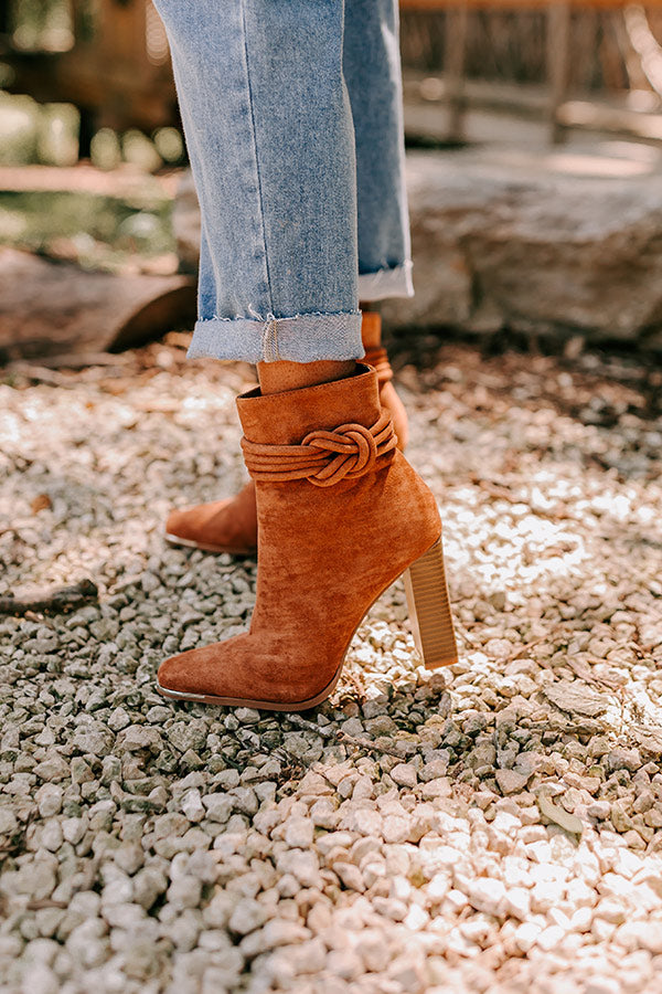 The Luna Faux Suede Bootie In Brown