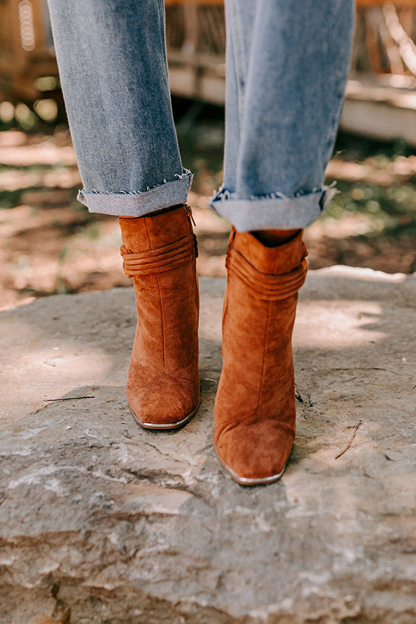 The Luna Faux Suede Bootie In Brown