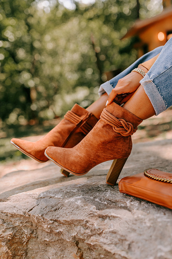The Luna Faux Suede Bootie In Brown