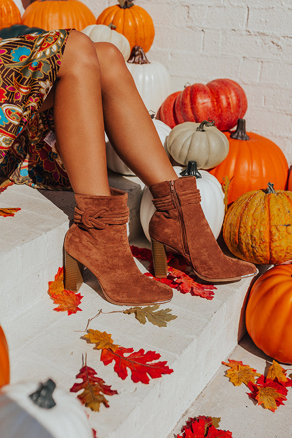 The Luna Faux Suede Bootie In Brown