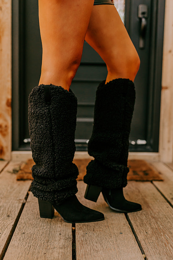 The Raelynn Sherpa Knee High Boot In Black