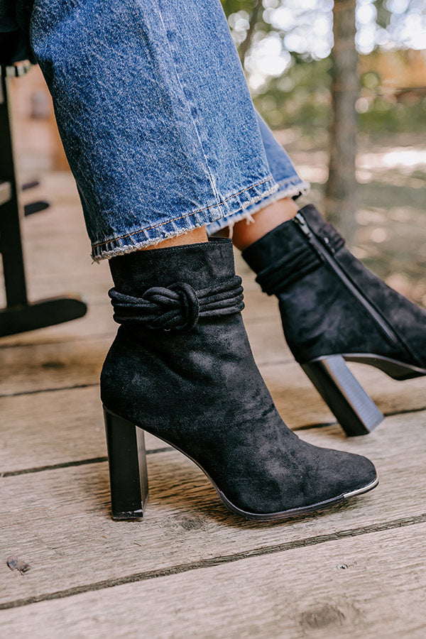 The Luna Faux Suede Bootie In Black