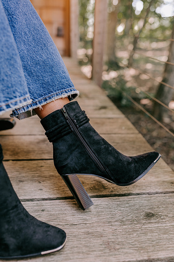 The Luna Faux Suede Bootie In Black