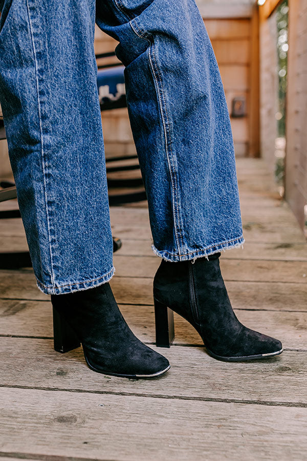 The Luna Faux Suede Bootie In Black