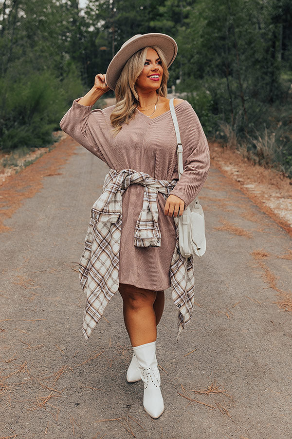 Casual Chats Shift Dress In Hazelnut Curves