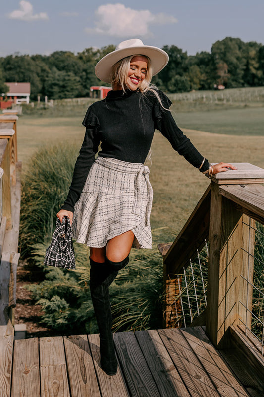 Fashionably Late Ruffle Top in Black