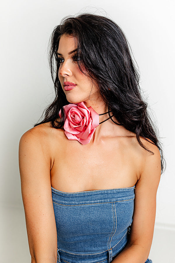 The Last Rose Wrap Necklace In Pink