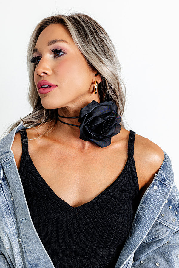 The Last Rose Wrap Necklace In Black